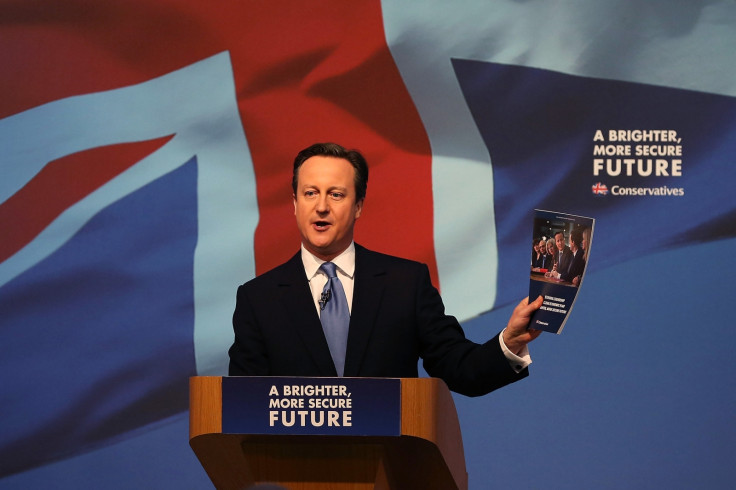 David Cameron with Conservative manifesto