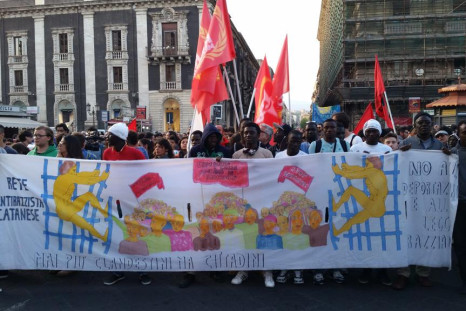African migrants anti-racist demo Catania