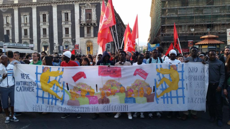 African migrants anti-racist demo Catania