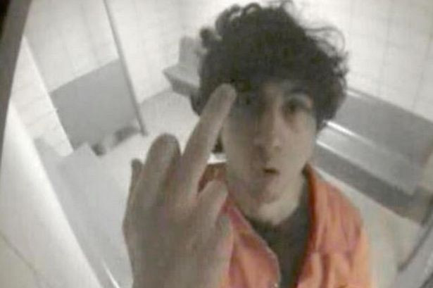 Dzhokhar Tsarnaev gives salute to jail camera