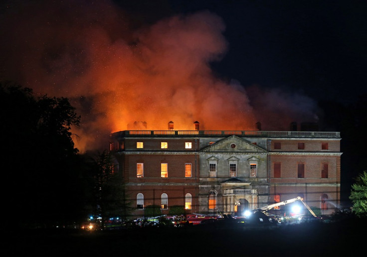 Clandon Park House on fire