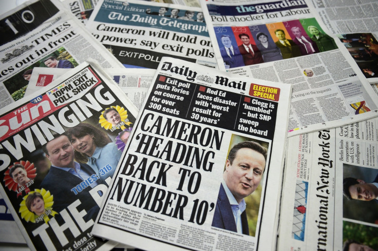 UK front pages 2015 elections