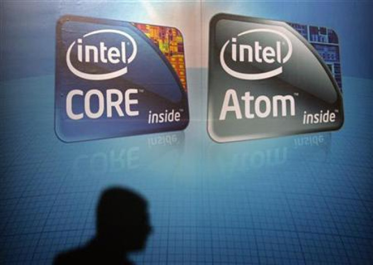 A shadow is cast on an Intel advertisement at the Computex 2010 computer fair in Taipei