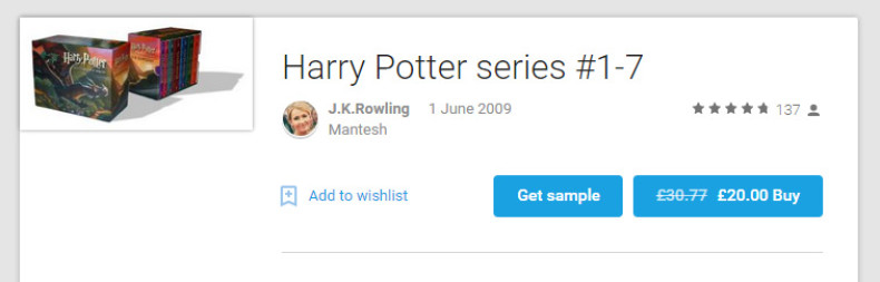 Fake ebook listing for Harry Potter series