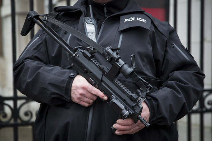 An armed police officer in London