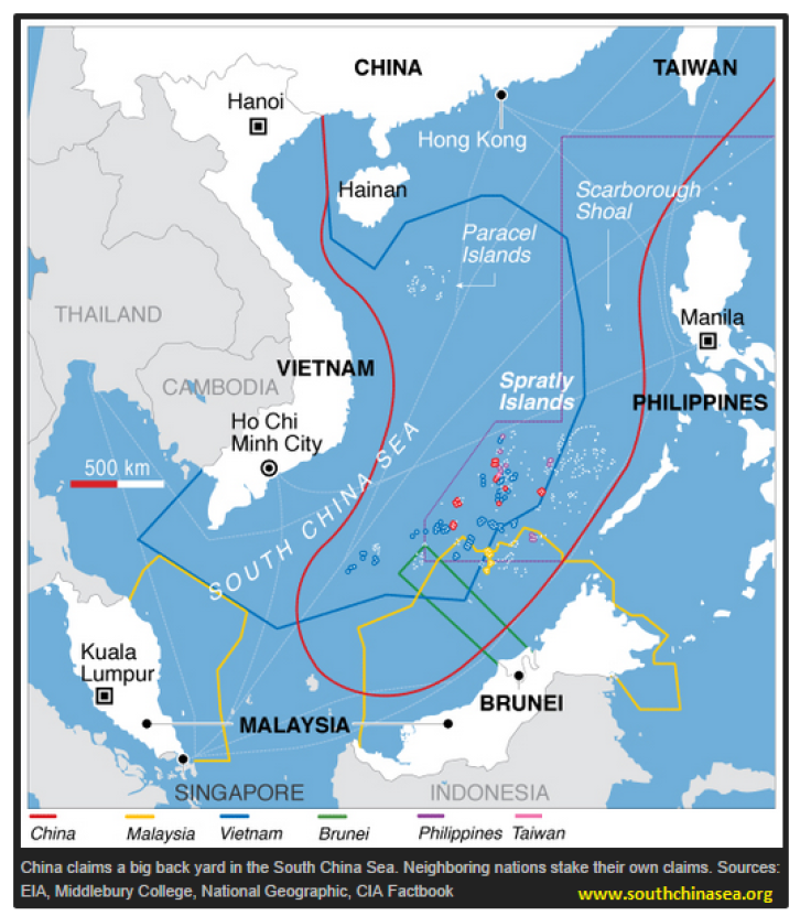 South China Sea dispute areas