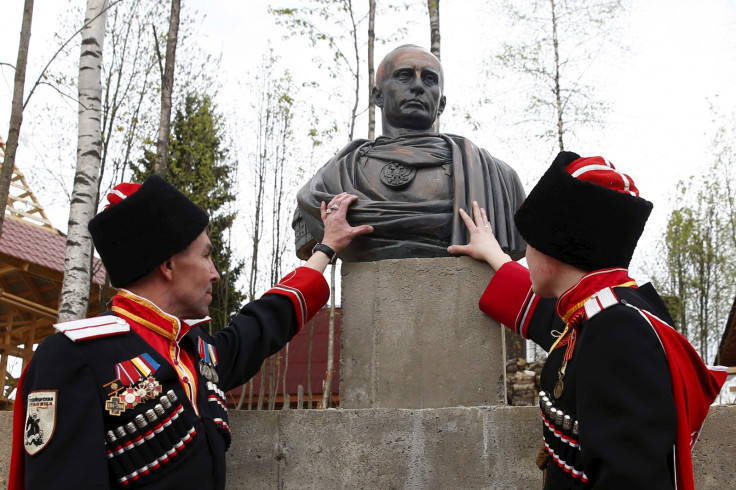 Cossacks with the Caeser bust of Putin
