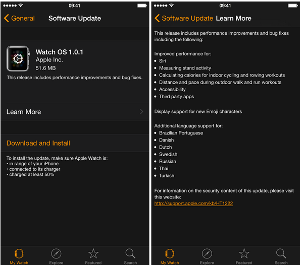 Apple Watch OS 1.0.1 Apple Watch OS 1.0.1