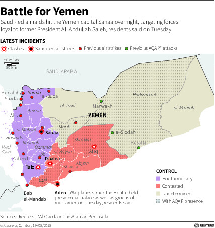 Yemen conflict map 19 May