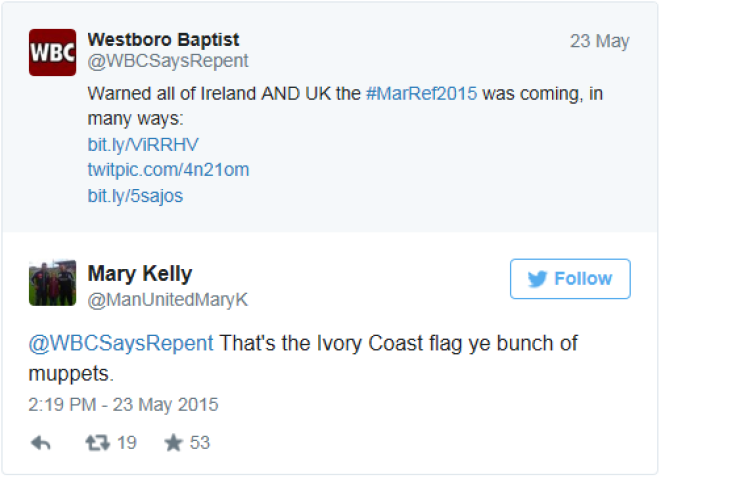 Westboro Irish flag mistake