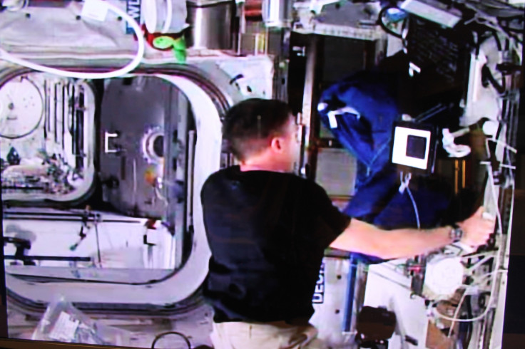 NASA astronaut Terry Virts tests the joystick