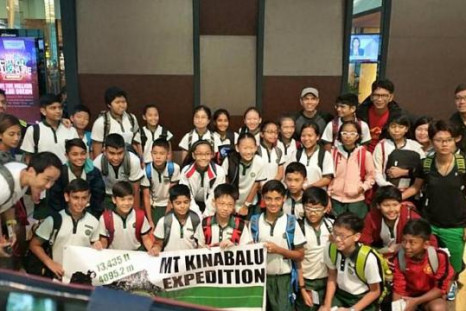 Singaporean schoolchildren on Mount Kinabalu hiking trip