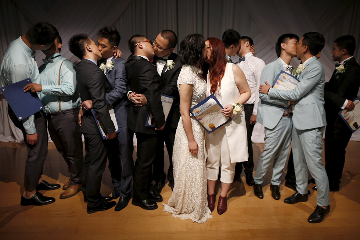 Seven Chinese gay and lesbian couples marry in West Hollywood after winning contest Photos IBTimes UK