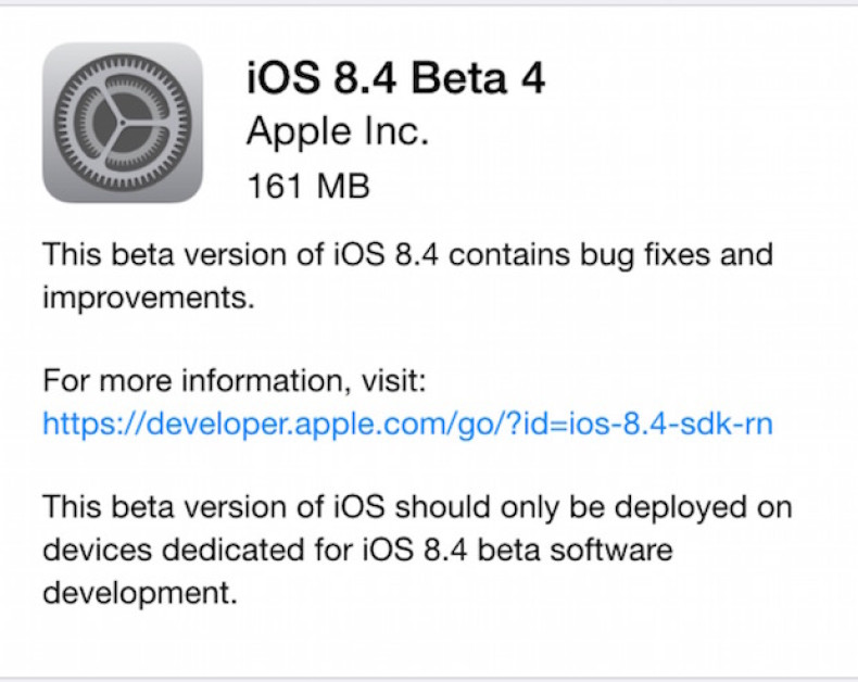 iOS 8.4 Beta 4
