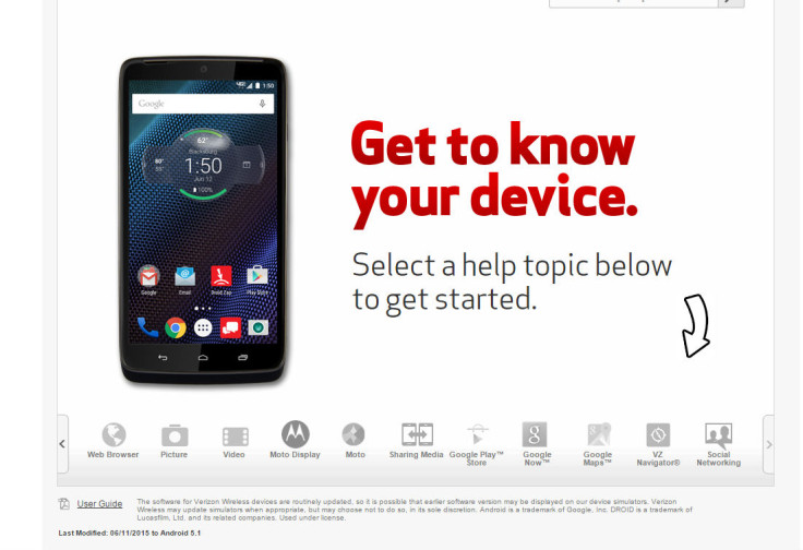 Verizon Android 5.1 in-browser simulator