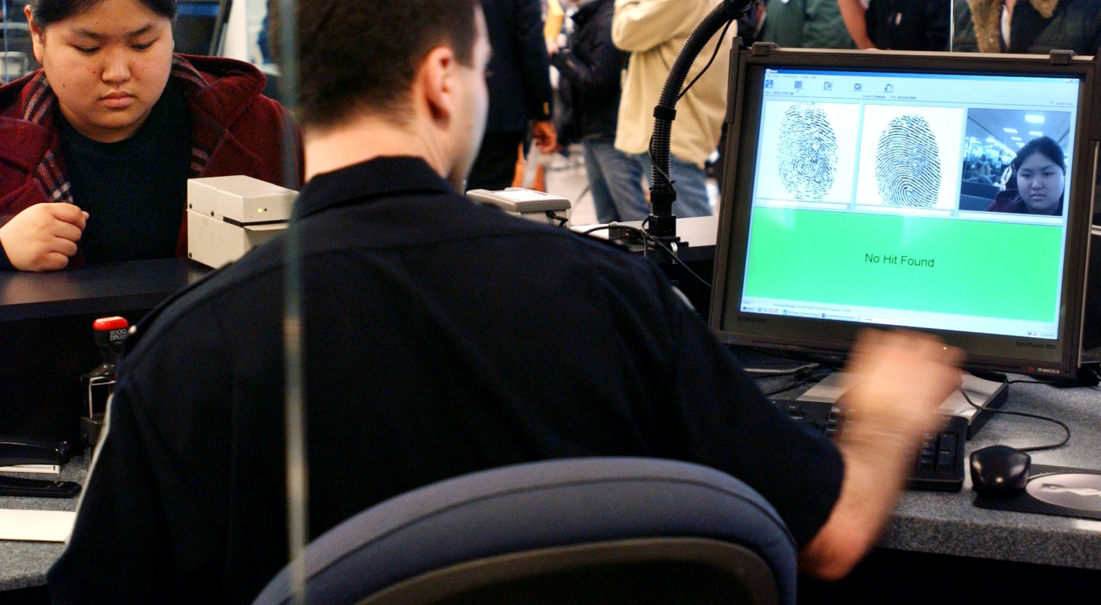 Biometric immigration scanner at JFK airport