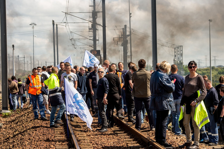 Striking ferry workers at Calais