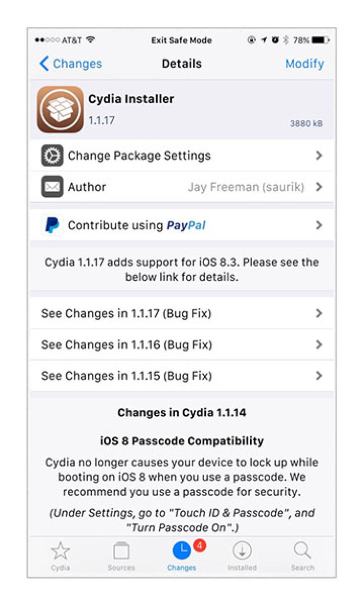 Cydia Installer 1.1.17 update