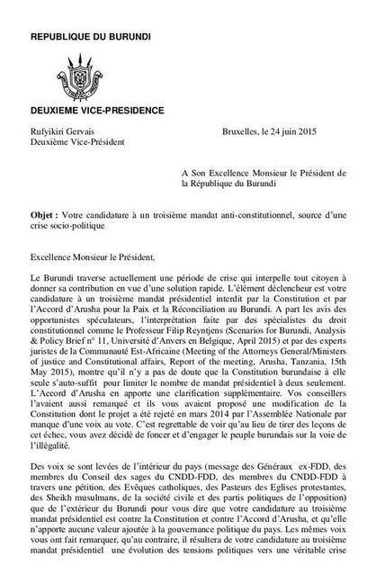 VP Letter Burundi