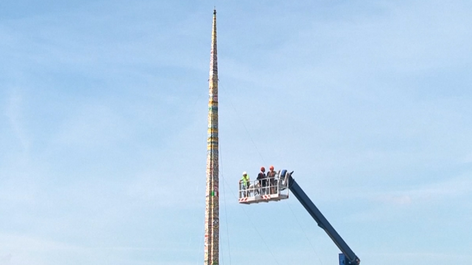 World s tallest Lego tower built by thousands of Italian children