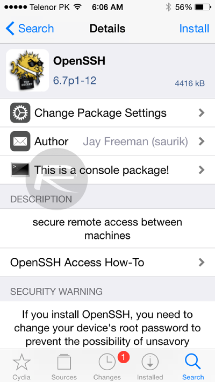 OpenSSH tool for iOS 8.3 jailbreak