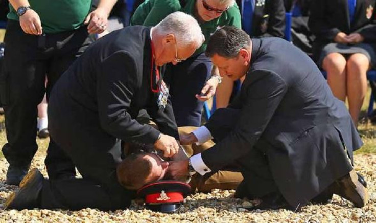 Soldier faints guarding Prince Charles