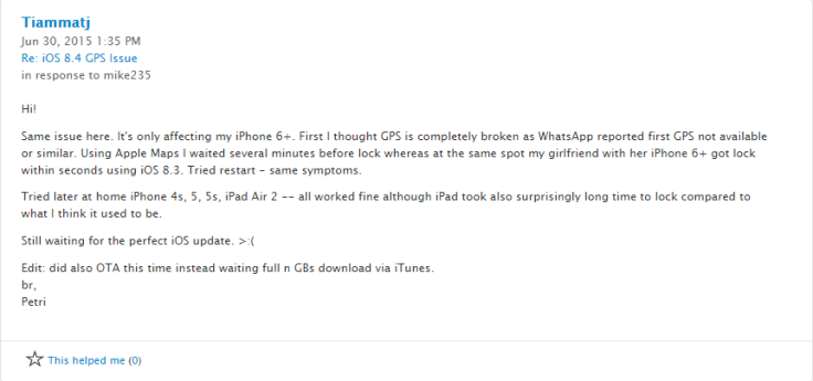 iOS 8.4 GPS problems