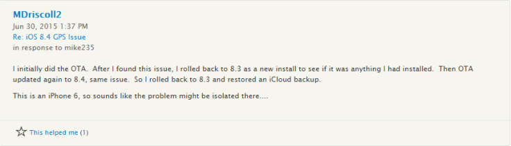 iOS 8.4 GPS problems