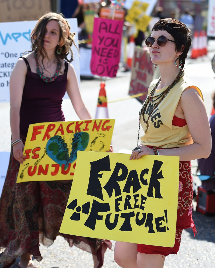 Women protesting against fracking