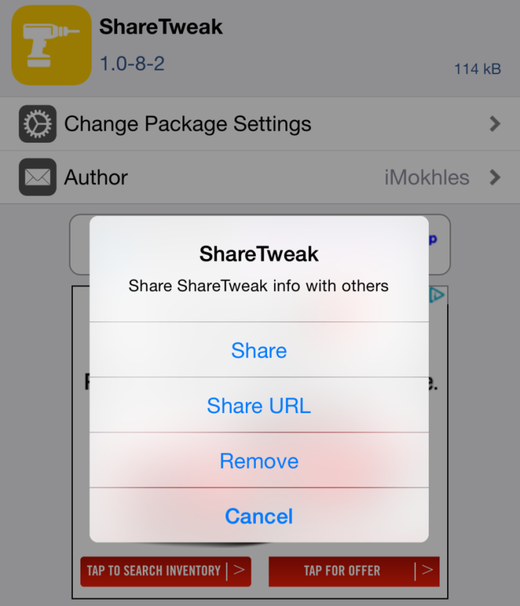 ShareTweak for Cydia 1.1.19