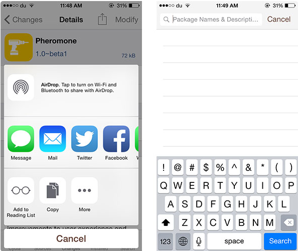 Pheromone Cydia customisation tweak