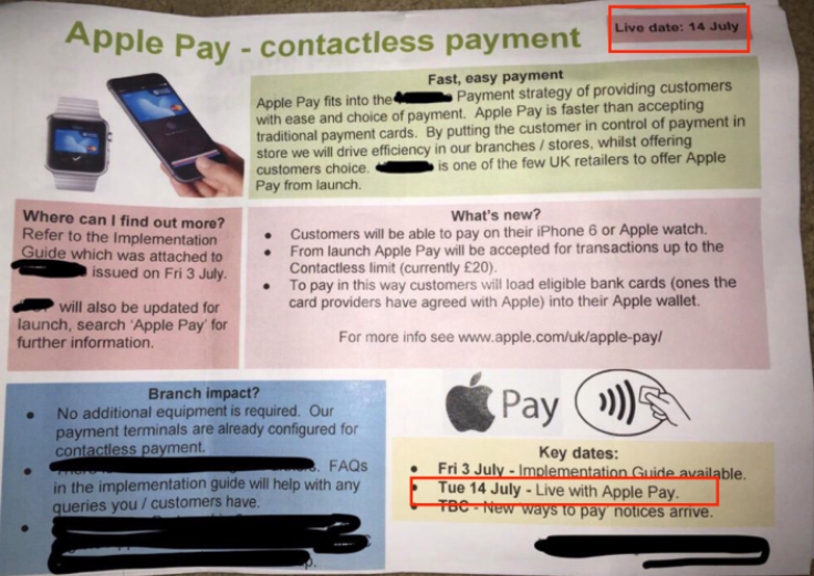 Apple Pay UK leaked memo
