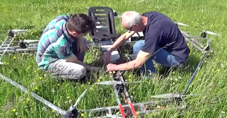 Getting the 16-rotor drone ready for flight