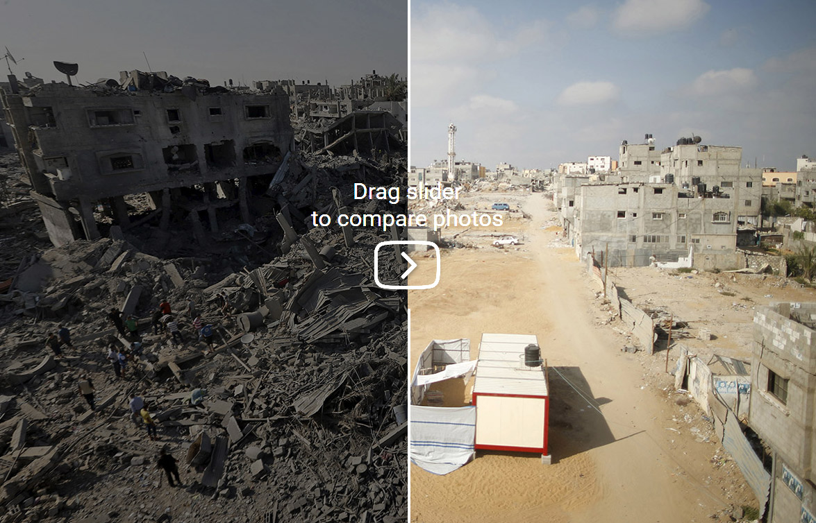 Israel and Gaza War one year on Interactive photos show scenes then