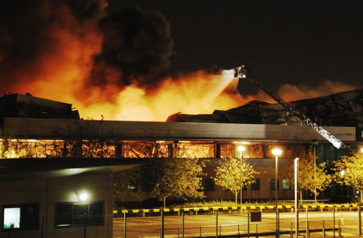Fire destroys a Sony warehouse in Enfield in north London Aug. 9, 2011