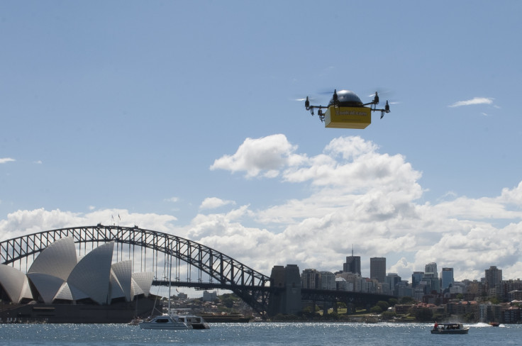 Flirtey drone delivering textbooks in Australia