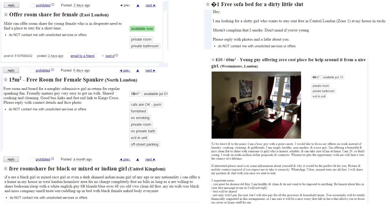London rents crisis 'I am looking for a slutty girl who wants to stay