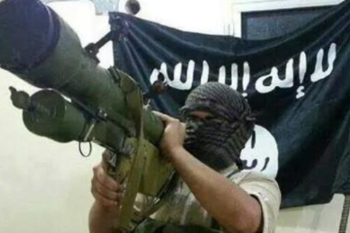 Isis militant armed with a rocket launcher