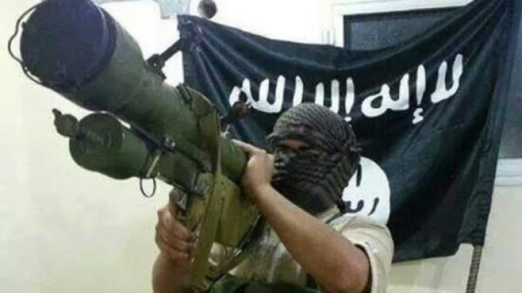 Isis militant armed with a rocket launcher