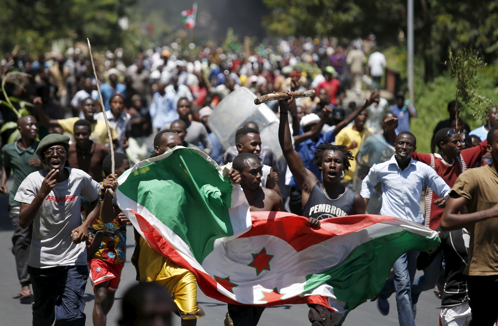 Burundi Hears Echoes Of Anti Tutsi Hate Speech That Sparked Rwanda   Burundi Protesters Flag 