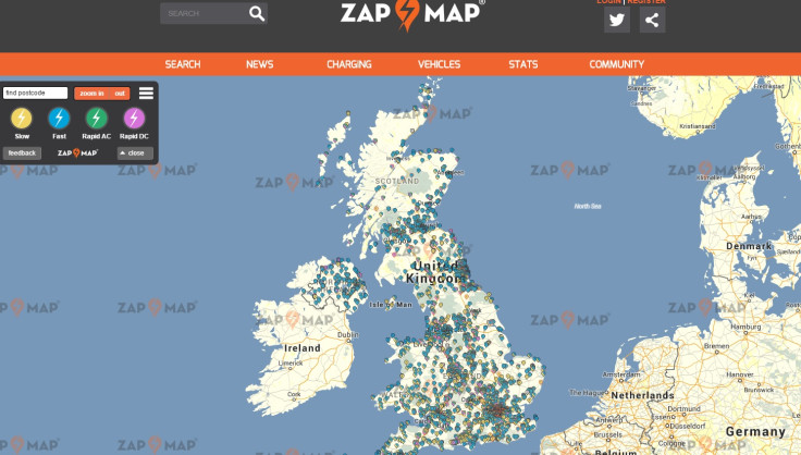 Map of EV chargers in the UK