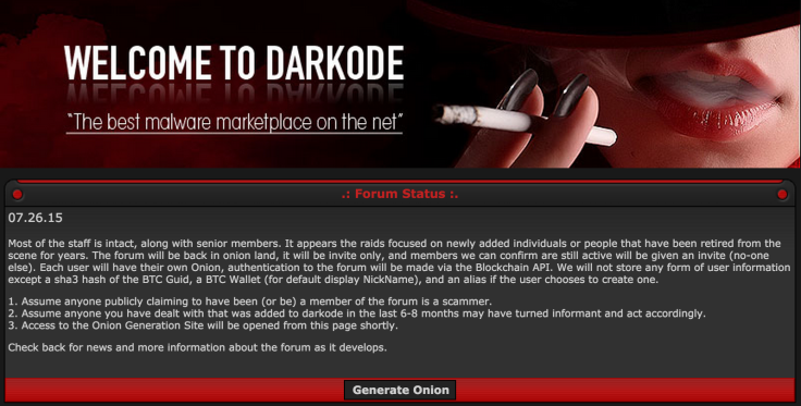 Darkode back online via Tor