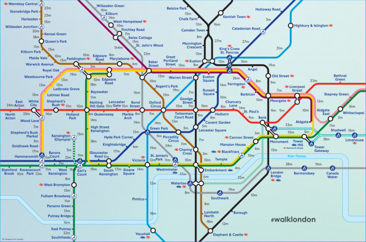 Tube map walking time