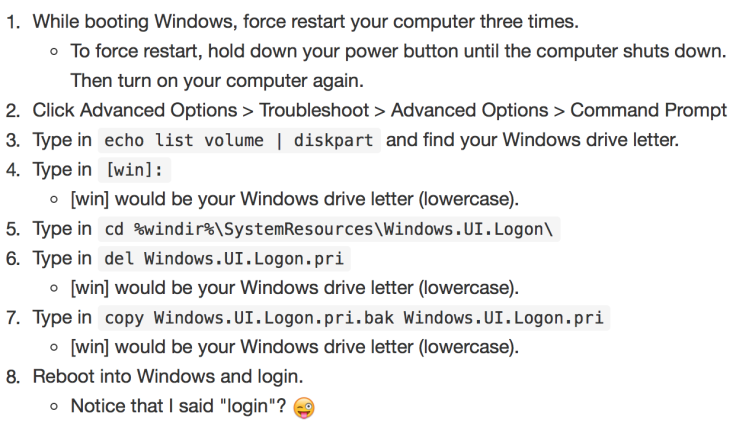 Windows 10 login issues