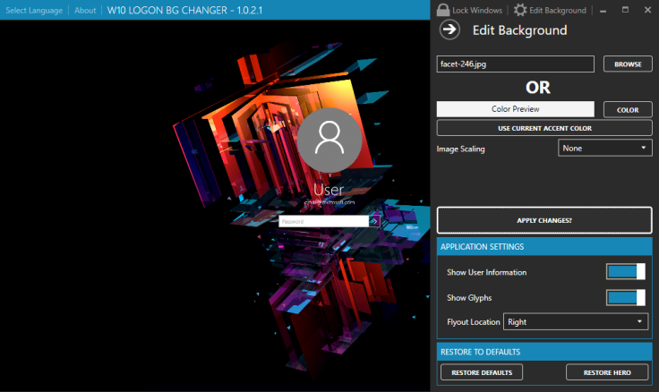 Windows 10 Login screen changer