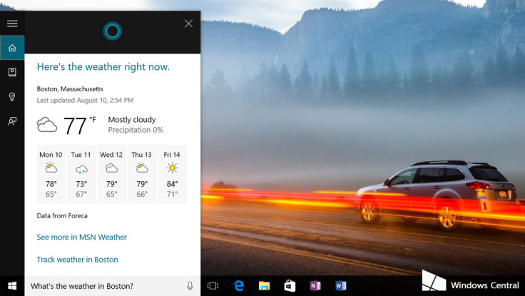 Windows 10 Cortana Weather status