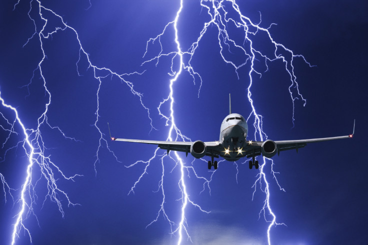 plane in lightning