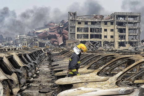 China Tianjin explosion burnt cars
