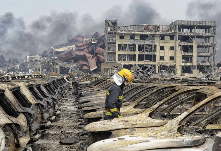 China Tianjin explosion burnt cars