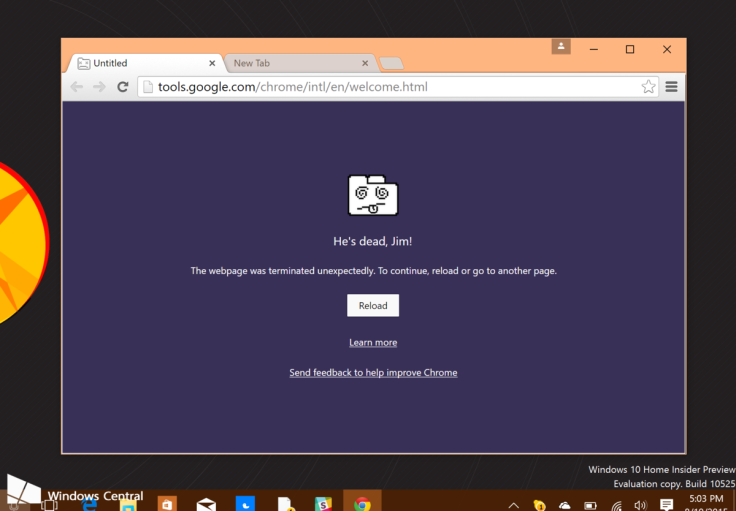 Windows 10 Chrome crash